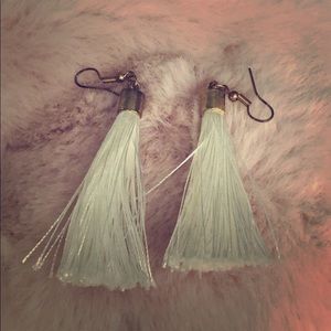 White tassel earrings